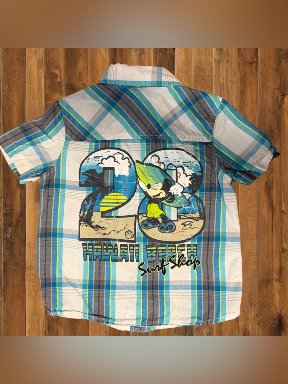 Y2K Disney Mickey Mouse Hawaiian Surf Button Up Shirt Size 5T